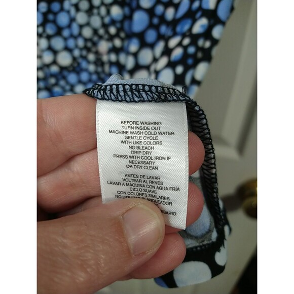 Black Label Evan-Piccone Keyhole Cap Sleeve Polka Dot Keyhole Blouse L - Picture 6 of 8